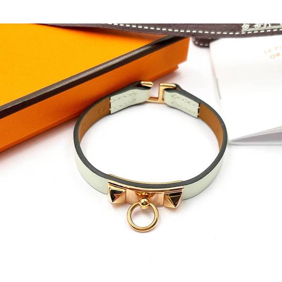 HERMES Brand New Rose Gold Rivale Mini Vert Fizz Mint Bracelet - Picture 2 of 3